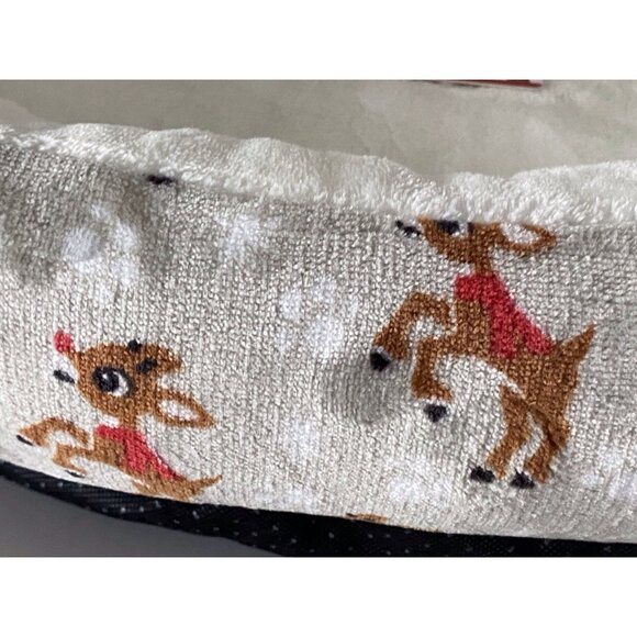 Rudolph The Red Nose Reindeer Cozy Cuddler Dog Pet Bed Soft Christmas NEW - Picture 5 of 16